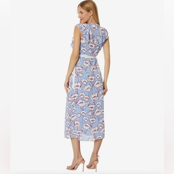 TED BAKER Tindraa Floral Frill Midi Dress Size 5 US 12 Ruffle Feminine Coquette - Picture 8 of 16